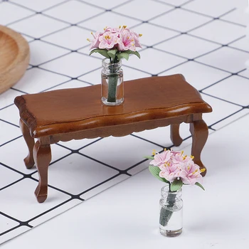 1:12 din lemn in miniatura ceai de masa pentru papusi mini mobilier jucării păpuși pretinde a juca jucărie pentru fete, cadouri copii colectie noua