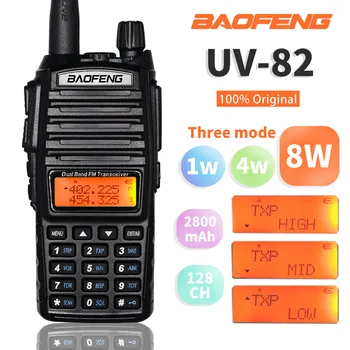 2 buc Real 8W Baofeng UV 82 Walkie Talkie de Mare Putere UV-82 Portabil Două Fel de Radio UV82 10 KM Rază Lungă Dual Band FM Transceiver