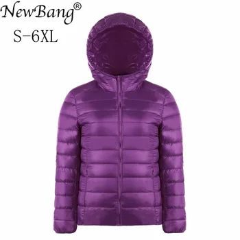 NewBang Brand Plus Dimensiune 5XL 6XL Femeilor Jos Haina de Lumină Ultra Jos Jacheta Femei Ușoare, Portabile Canadiană de Puf Uza