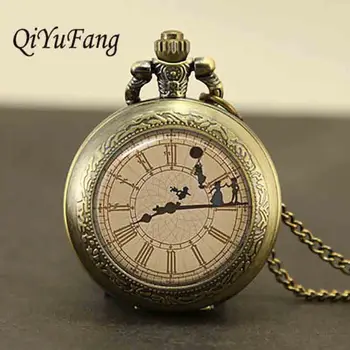 QiYuFang NE-a Inspirat Filmul Peter pan timpul ceasuri Colier alamă oțel ceas de Buzunar steampunk Bijuterii Cadouri pentru femei lanț de jucărie mens