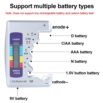 AA/AAA/C/D/9V/1.5 V baterii Universal Display LCD Buton Baterie Culori Metru Indica Volt Tester Checker
