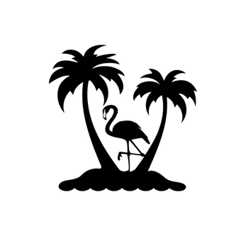Dawasaru Moda Flamingo Beach Palmieri Mașină, Autocolante, Decalcomanii Personalizate Laptop Valiza Accesorii Auto din PVC,17cm*16cm