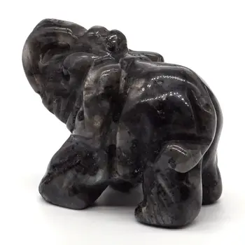 Elefant Figurine De Artizanat Sculptate Din Piatră Naturală Larvikite Labradorit Mini Animal Statuie Decor Vindecare Chakra 1.5 Inch