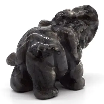 Elefant Figurine De Artizanat Sculptate Din Piatră Naturală Larvikite Labradorit Mini Animal Statuie Decor Vindecare Chakra 1.5 Inch