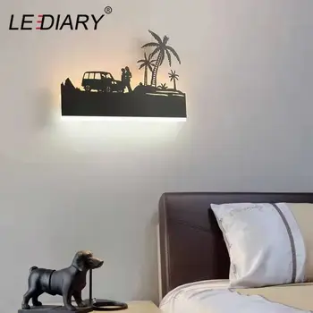 LEDIARY Retro LED Lampă de Perete Creativ Pictura 110-240V Modern Negru Tranșee Decor Pentru Baie Living Pat Cameră de Animale