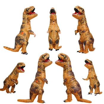 De Vânzare La Cald Adult Copii Dinozaur Gonflabil Costume Fantezie Halloween Cosplay Costum Pentru Petrecerea De Desene Animate Amuzant Carnaval T-Rex Dino Rochie