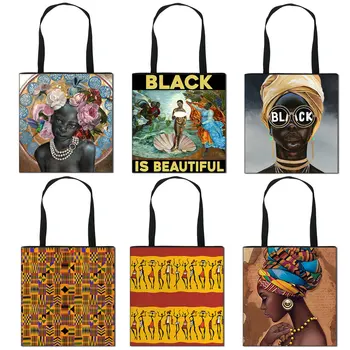 Negru Este Frumos Tote Pungi Africa De Geantă De Mână De Femei Afro Doamnelor Geantă De Cumpărături Maro Fete De Umăr Geanta De Voiaj