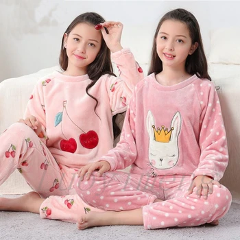 Mare Pijamale Fete de Iarna cu Maneca Lunga Îmbrăcăminte pentru Copii Pijamale Flanel Pijama Set Pentru Adolescenti 6 8 10 12 ani Desene animate Homewear