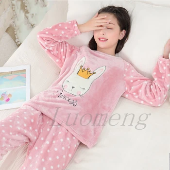 Mare Pijamale Fete de Iarna cu Maneca Lunga Îmbrăcăminte pentru Copii Pijamale Flanel Pijama Set Pentru Adolescenti 6 8 10 12 ani Desene animate Homewear