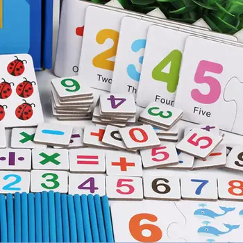 Montessori Educative Jucarii din Lemn, Bastoane de Numărare Matematica Preșcolar Ajutor în Predare Matematica de Învățământ Cadou pentru Copii cu Cutie
