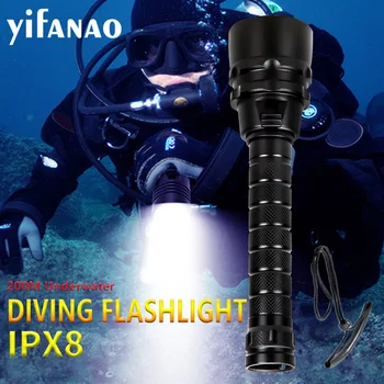 IPX8 Profesionist de Scufundări Lanterna 18650 5200MAH Impermeabil Scufundări Lanterna 200M sub apă Tactice Lanterna Felinar Lampa