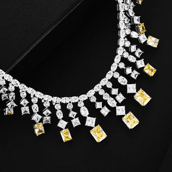 GODKI de Lux High End Galben CZ Seturi de Bijuterii Pentru Femei de Nunta Colier Cercei Set Zircon Cubic Dubai Set de bijuterii de Mireasă 2020