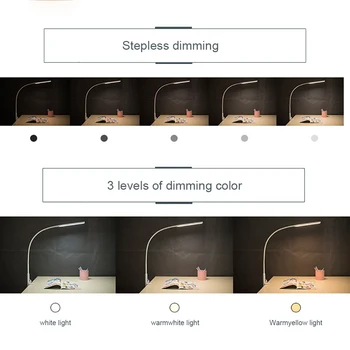 Braț lung Flexibil Lampa de Birou Clip de Birou LED Masă Lampă USB Reglabil Luminozitatea și Culoarea Ochilor de Protecție Pentru Dormitor Lectură, Studiu