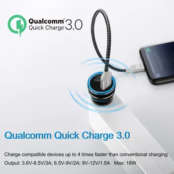 36W Quick Charge 3.0 USB Masina Încărcător pentru Xiaomi, Huawei Telefon Mobil Samsung Adaptor în Mașină Rapid PD C USB Masina Încărcător de Telefon
