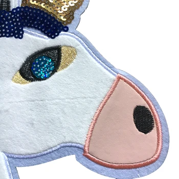 1 BUC Mare Paiete Unicorn Patch-uri de Cusut Pânză Brodate Patch-uri DIY Geaca de blugi Haine Decorate Animal Cal Paiete Patch