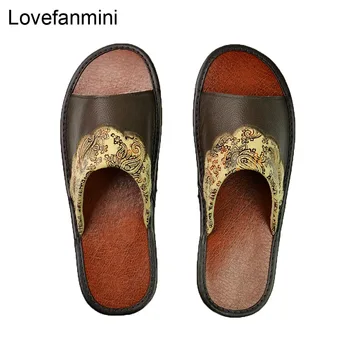 Genuine Piele de Vacă papuci cuplu de interior non-alunecare bărbați femei casa de moda casual, pantofi singur PVC talpa moale primavara-vara 516
