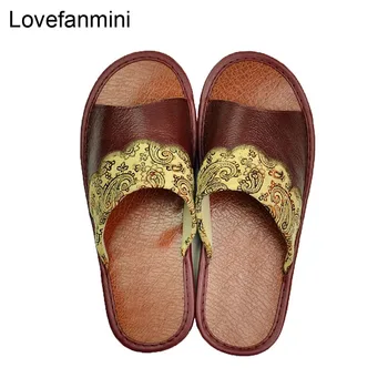 Genuine Piele de Vacă papuci cuplu de interior non-alunecare bărbați femei casa de moda casual, pantofi singur PVC talpa moale primavara-vara 516