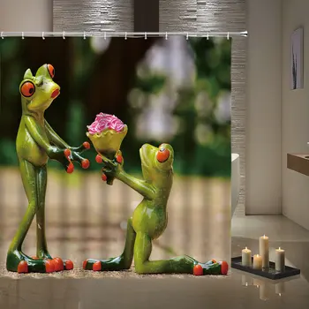 Broasca propunere perdea de duș nunta creative baie perdea cu cârlig 3D poliester impermeabil ecran acasă decorare