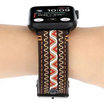 Curea pentru apple watch band 6 44mm 40mm correa iwatch benzi 42mm 38mm curea Material textil+Piele watchband bratara pentru seria 5 SE 4 3
