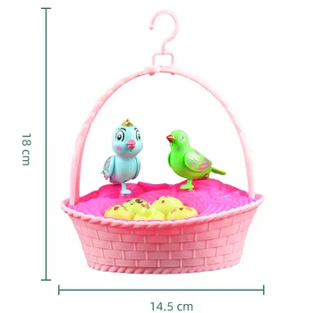 Copii Voice Control Simulare Familie de Păsări în Coșul de Jucării pentru Copii cu Sunet de Lumină Cântând Pasăre Cuib Casa Juca Jocul Jucarii