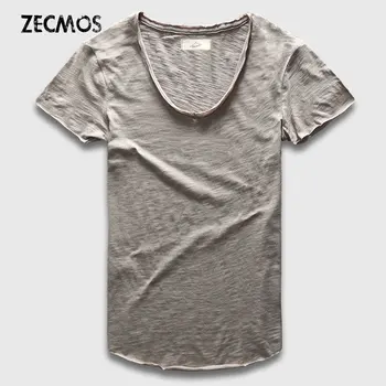 Zecmos Moda Barbati T-Shirt, Cu V Gât T Camasi Pentru Barbati De Sex Masculin De Lux Din Bumbac Solidă Și Simplu Curbate Hem Top Tricouri Maneca Scurta