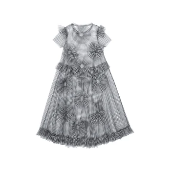 Imakokoni alb-negru grila de tifon rochie design original, dulce doamnă subțire timp de vara fata 182303