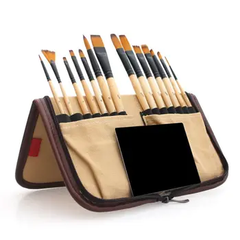 14pcs Pensule Acril Perie Acuarelă Cu Creion Caz Sac de Depozitare pentru Școală Artiști Pictura Desen DXAB