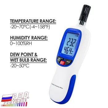 Higrometru Digital de Umiditate & Temperatura Metru punct de Rouă și Umed-bec interval de Temperatură -20~70degC interval de Umiditate 0~RH