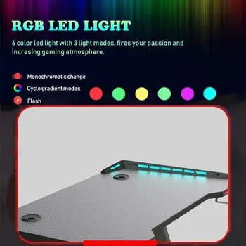 47 Inch Ergonomic de Jocuri de Birou LED-uri RGB Lumina E-sport de Masă Calculator PC de Birou Gamer Mese de Lucru cu USB Suport pentru pahare