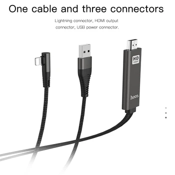 HOCO pentru Lightning la portul HDMI-Cablu compatibil HDTV TV Digital AV Adaptor USB 2M 1080P Smart Cablu Convertor Pentru iPhone 12 Apple TV