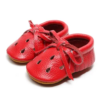 Pantofi pentru Sugari copil Autentic dă-i Vacă Pantofi de piele de Căprioară Copii Ciucure Fundă Înnodate Decupaj Non-alunecare Pantofi Casual, Pantofi lucrați Manual