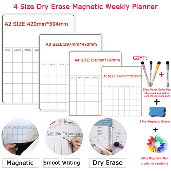 4 Dimensiunea Uscat Șterge calendar Magnetic Săptămânale și Lunare Whiteboard Planner autocolant Mesaj de Desen frigider Buletinul de Bord Alb