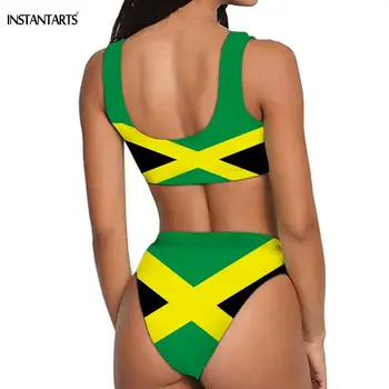 INSTANTARTS Jamaican Pavilion de Imprimare Femei Bikini de Vară de Baie Sexy Costume de baie Femei XS S M L XL XXL Două Piese Bikini Push-Up
