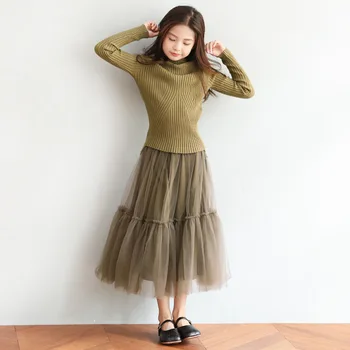 Teen Fete Ochiurilor Fusta 2020 Toamna coreean Talie Elastic Fusta Drăguț, Mama și Fiica Haine Copii Fete Fusta Eleganta, #1066