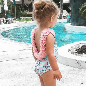 2020 Vânzare Fierbinte Copil copil Copil Fete Pepene verde costume de Baie Costume de baie Inot Bikini Bodysuit dintr-O Bucata Swimwears pentru 0-4 ani