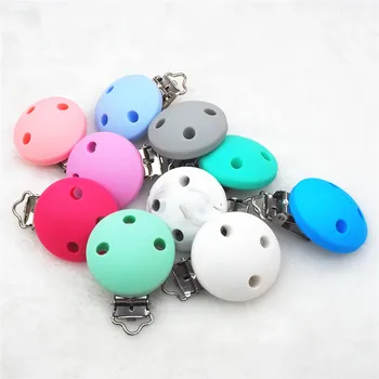 Chenkai 10buc BPA Gratuit Silicon Rotunde Clipuri DIY Teether Copilului Suzeta Dummy Montessori Senzoriale Suportul pentru Bijuterii Lanț Jucărie Clipuri