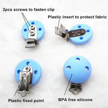 Chenkai 10buc BPA Gratuit Silicon Rotunde Clipuri DIY Teether Copilului Suzeta Dummy Montessori Senzoriale Suportul pentru Bijuterii Lanț Jucărie Clipuri