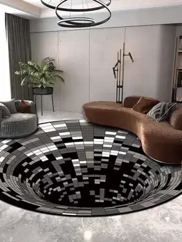 Mai multe Dimensiuni, Alb-Negru Spirala Covor 3D Rotund Covor Covoare Pentru Dormitoare Living Home Decor Sala de Mese Pad