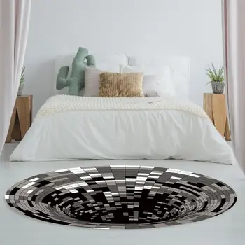 Mai multe Dimensiuni, Alb-Negru Spirala Covor 3D Rotund Covor Covoare Pentru Dormitoare Living Home Decor Sala de Mese Pad