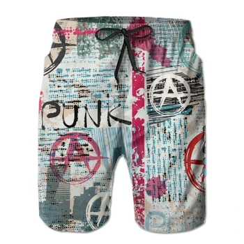 De vară pentru Bărbați pantaloni Scurți de Plajă Grunge Ziar Cu Cuvântul Punk Și Anarhie, Costume de baie, Chiloți, Costume de baie Trunchiuri Mare Scurt Fund