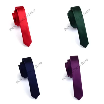 Ricnais Moda 3.3 cm Slim Cravată de Mătase Verde Roșu Solid Cravata Skinny Pentru Bărbați Petrecere de Nunta Casual Gât Cravate Accesorii Cadouri