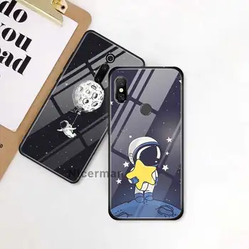 Spațiu Luna Astronaut Cazuri Pentru Xiaomi Mi 9T A3 CC9 CC9E Nota 10 Poco X2 Pro 8 10 Lite 5G Sticla Capac Telefon