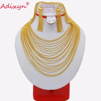 Adixyn Ciucuri Colier/Cercei/Bratara Set pentru Femei de Culoare de Aur de Bijuterii India/Dubai/Etiopian de Nunta/Petrecere, Cadouri N03121