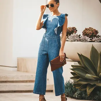 Noua Moda Primavara-Vara Dantelă În Sus O Bucată Salopetă Femei Sexy Backless Albastru Doamnelor Petrecere Salopeta Pantaloni Drepte 2020