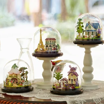 Casa Jucării Diy Casa Papusa Cu Capac Clădire Asambla Kituri casă de Păpuși în Miniatură Caz Jucării pentru Copii Cadou de Ziua de nastere