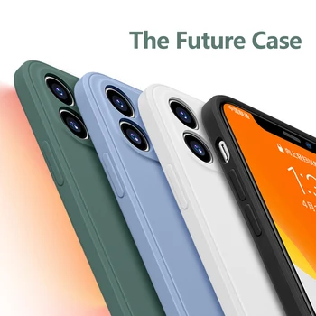 De caz Pentru iPhone de Caz 11 Silicon Acoperire Completă pentru a Proteja aparatul Foto Pătrat Partea Dreaptă Pentru iPhone 11 Pro Max XR XS MAX X 7 8 Plus Caz