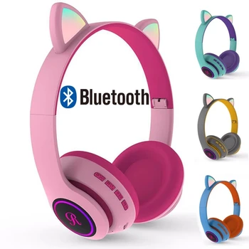 Lansarea de noi Produse de Pisică Ureche Wireless Bluetooth Headset, Cu Microfon, LED-uri de Iluminat set de Căști pentru Jocuri Drăguț Stil Cască Pentru Copii