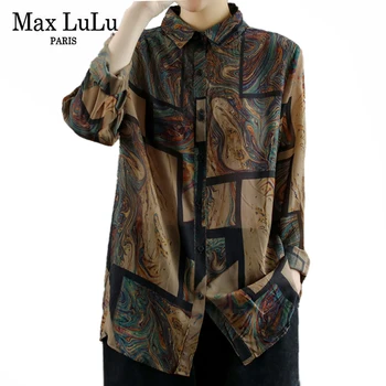 Max LuLu European De Primăvară Nouă Femei De Moda De Epocă Sifon Tricouri Femei Imprimate Gotic Bluze Feminine Mozaic Topuri De Dimensiuni Mari