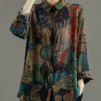 Max LuLu European De Primăvară Nouă Femei De Moda De Epocă Sifon Tricouri Femei Imprimate Gotic Bluze Feminine Mozaic Topuri De Dimensiuni Mari