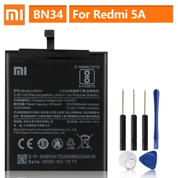 Original Acumulator de schimb Pentru Xiaomi Redmi Mi 5A Redrice 5A BN34 Autentic Telefon Baterie de 3000mAh